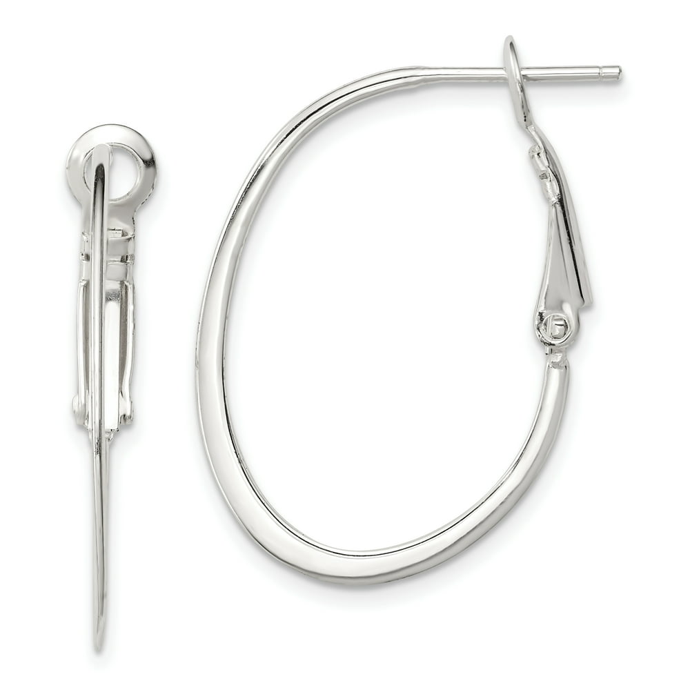 IceCarats - 925 Sterling Silver 1.5mm Oval Omega Back Hoop Earrings Ear ...