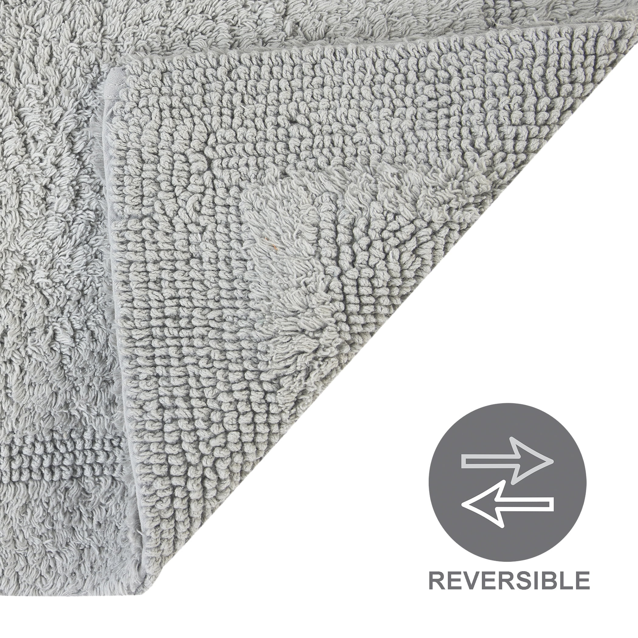 Better Homes & Gardens Cotton Reversible Bath Rug, 17 x 24 in, Soft Silver