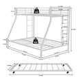 thumbnail image 3 of Harper & Bright Designs Metal Bunk Bed with Twin Trundle, Twin Over Full  Bunk Bed Frame with Ladder and Safety Rails for Bedroom, White, 3 of 11
