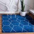 thumbnail image 2 of Unique Loom 3151596 6 x 6 ft. Geometric Trellis Frieze Square Rug, Navy Blue, 2 of 15