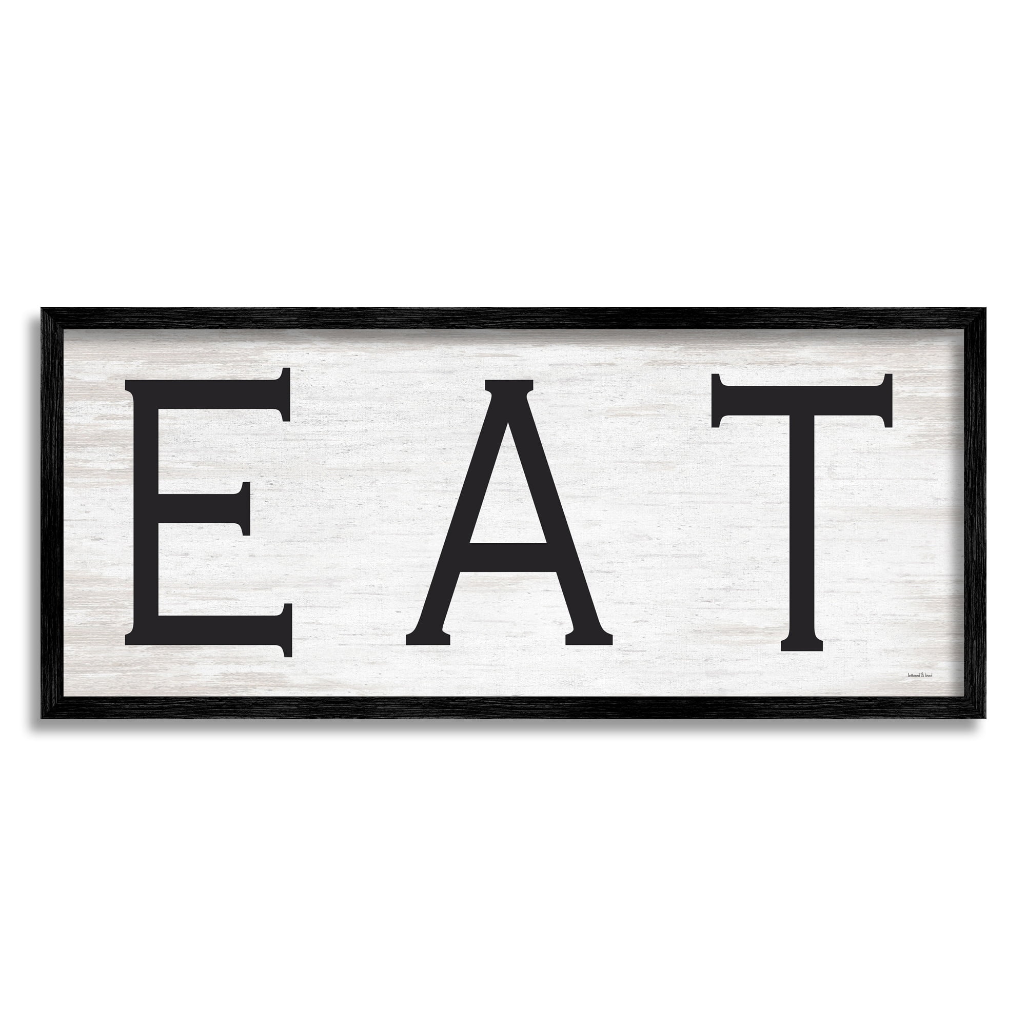 Stupell Industries EAT Farmhouse Kitchen Sign Soft Distressed Pattern, 24 x 10, Design by Lettered and Lined