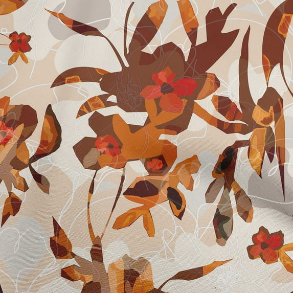 oneOone Cotton Silk Orange Fabric Abstract Ink Texture Dress Material Fabric Print Fabric By The Yard 42 Inch Wide