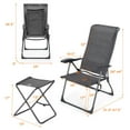 thumbnail image 2 of Gymax 4PCS Folding Patio Recliner Chair & Ottoman Set w/ Adjustable Backrest Grey, 2 of 7