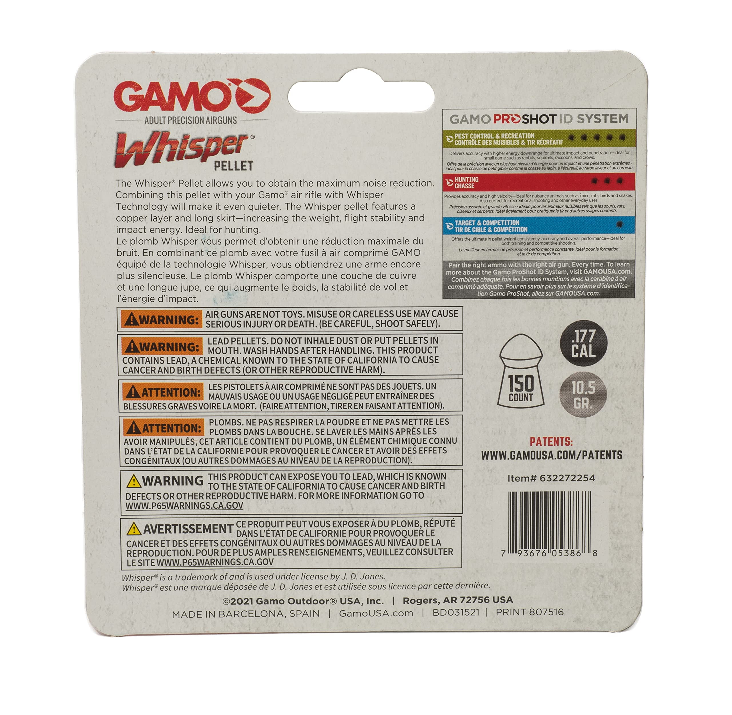 GAMO Whisper Heavy Weight .177 150 Count (10.5 gr), 632272254