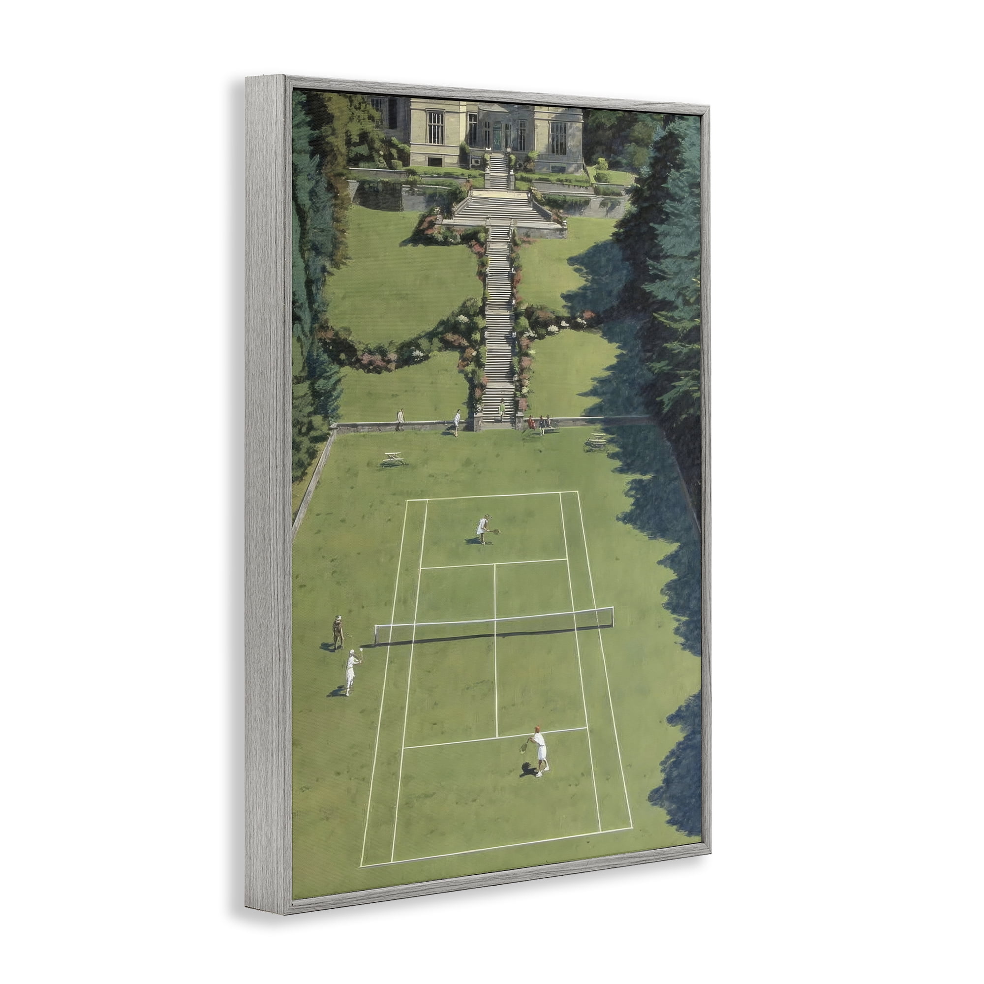 Stupell Industries Tennis Court at Mansion Gray Framed Giclee Art, design by Petal Prints Design