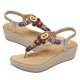 thumbnail image 4 of Retro Shoes For Women Bohemian Wedge Heel Sandals Summer Beach Wear Beige Patent Leather 1Pair, 4 of 4