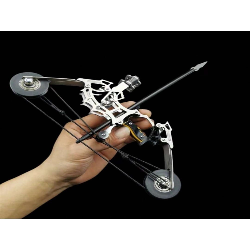QUTETN 9.5 Inch Mini Compound Bow Stainless Steel Includes Arrows And Target Paper