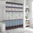 thumbnail image 6 of Blue Brown Stripes Shower Curtain, Waterproof Shower Curtains for Bathroom, Abstract Geometric Spring Flowers Country Washable Fabric Bathtub Curtain Set Bath Decor with 12 Hooks Long 72"x84", 6 of 8