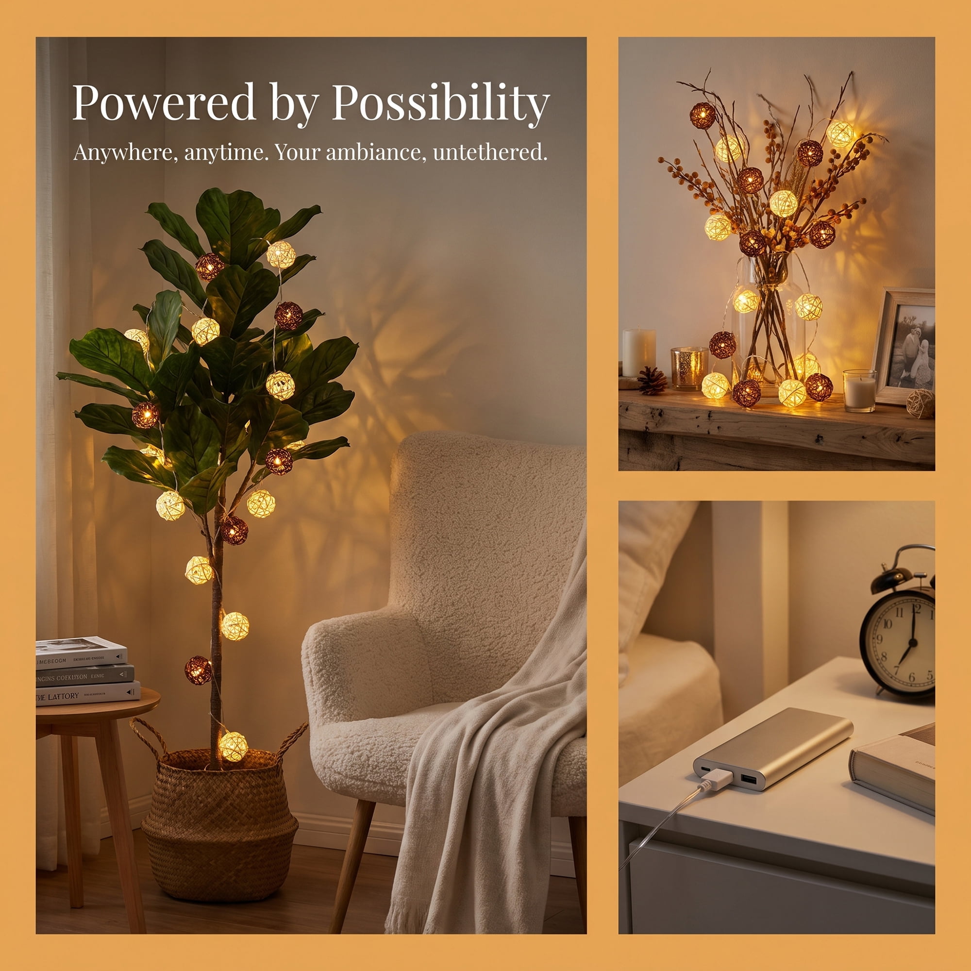 Unique Bargains Lights for Home Use with Flexible Design 9.8 ft Coffee USB Powered