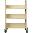 thumbnail image 3 of Hirsh Rolling Library or Home Office Single-Sided Sloped Shelves Book Cart with Lockable Wheels in Putty, 3 of 7
