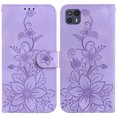 thumbnail image 2 of Compatible with Motorola Moto G50 5G Embossed Lily Wallet Case with Card Holder PU Leather Flip Cover, 2 of 5
