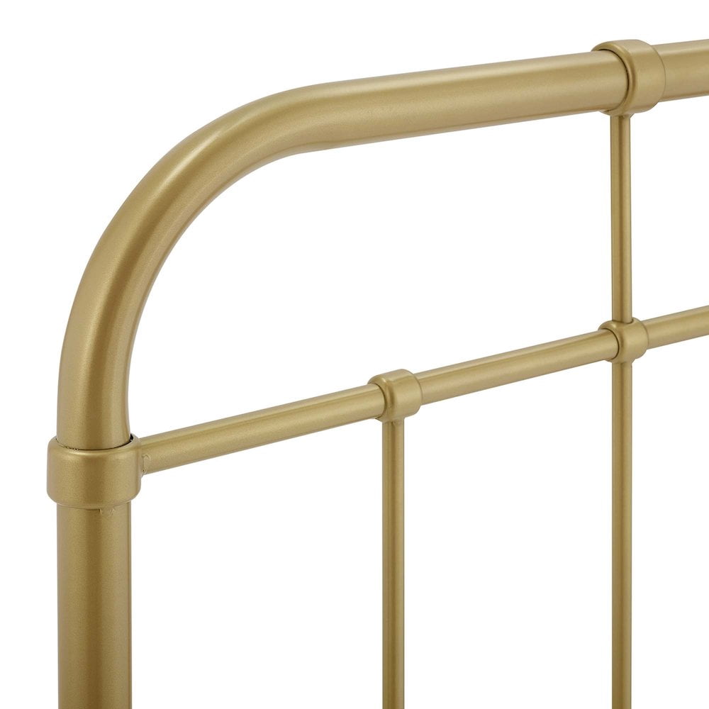 Modway Alessia Modern Farmhouse Queen Metal Spindle Headboard in Gold