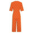 thumbnail image 4 of Yghzkop Women's Jumpsuit Polka Dot Print V Neck Short Sleeve Back Zipper Side Pockets Elastic Waist Summer Travel Outfit, 4 of 5