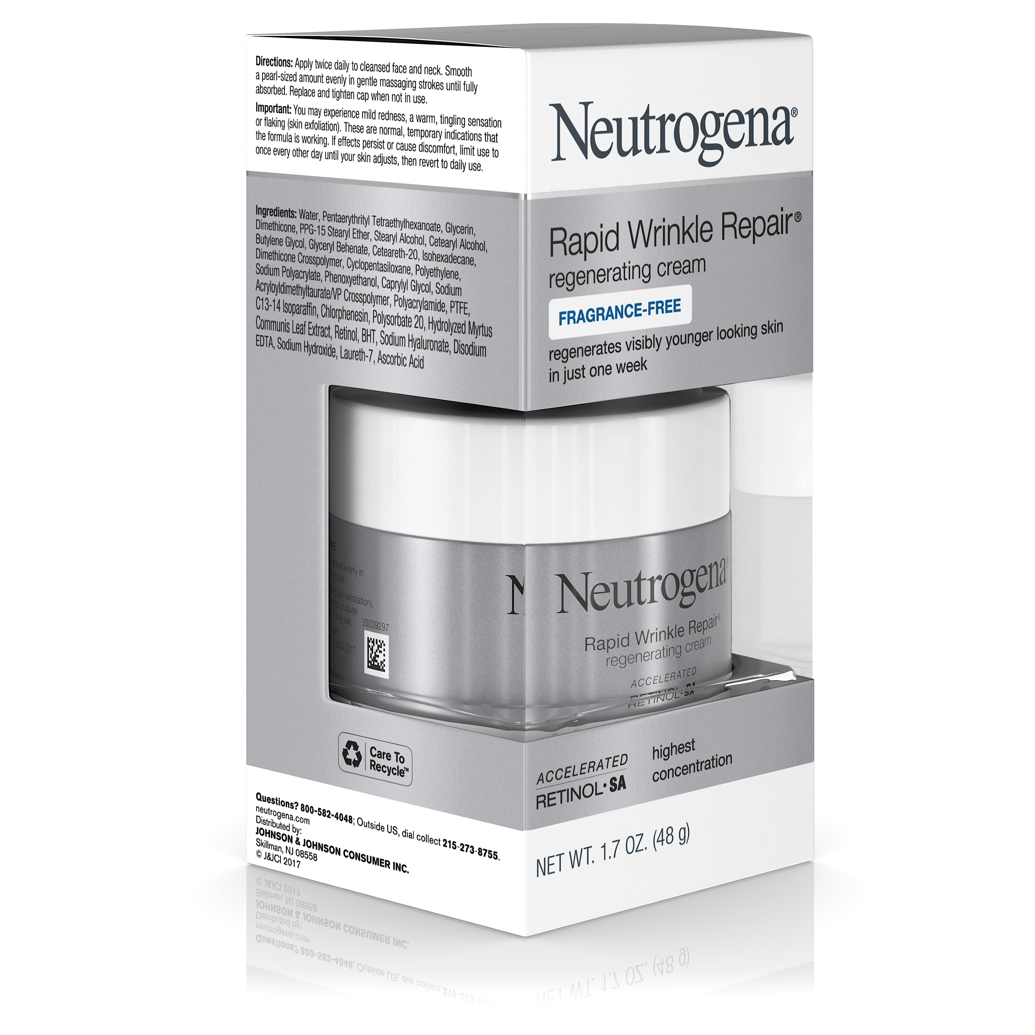 Neutrogena Rapid Wrinkle Repair Retinol Cream, Fragrance Free, 1.7 oz