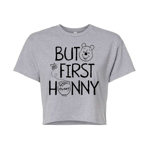 Winnie the Pooh - But First Honey - Juniors Cropped Cotton Blend T-Shirt