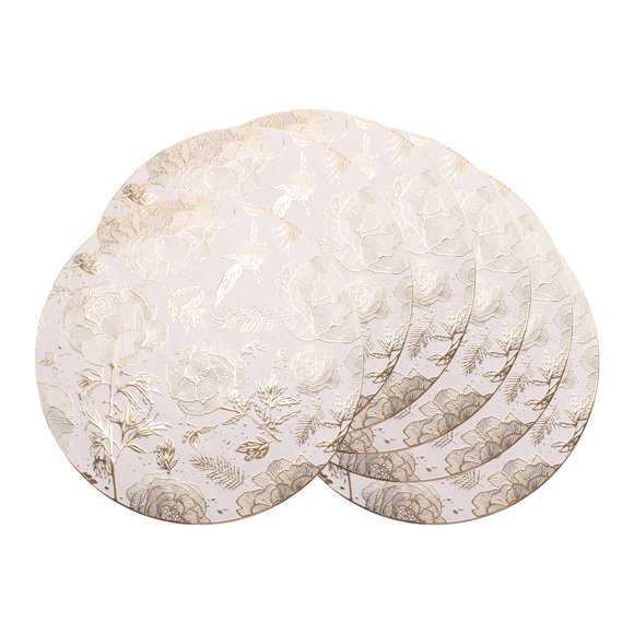 Placemats Set of 6 Plastic Placemats for Kitchen Dining Table Decor Table Placemats Wipeable Floral Table Mat Gold 15inch