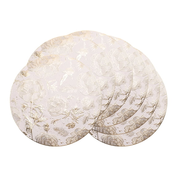 Unique Bargains Set of 6 Wipeable Plastic Placemats for Kitchen Dining Table Gold