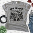 thumbnail image 2 of Life Behind Bars Bike T-shirt, Unisex Women's Men's Bicycle Cycling Mountain Bike Exercise Outdoors, Dark Heather Gray, 4X-Large, 2 of 6