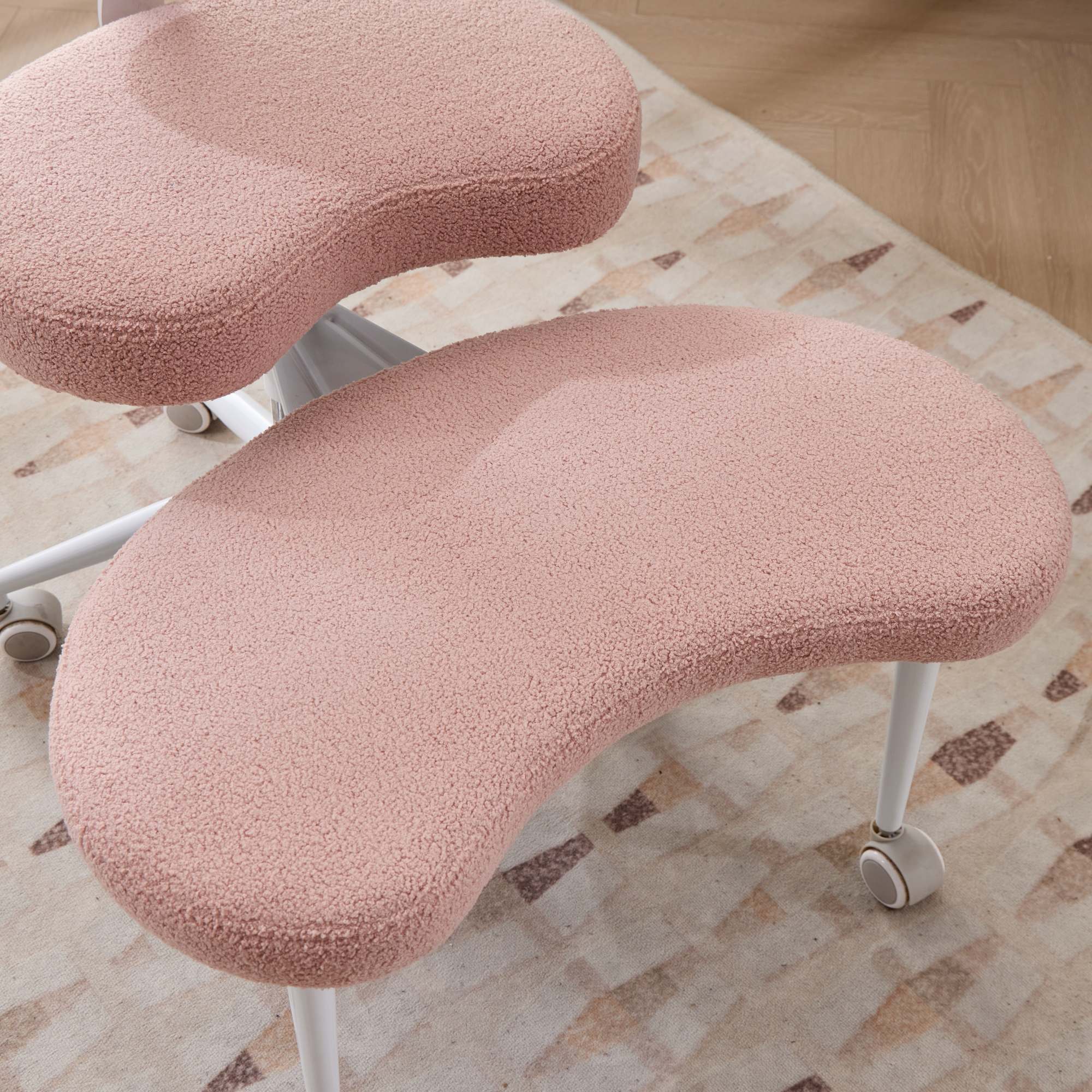 MAYEERTY Meditation Chair Plus - Cross-Legged Design, Wheels, ADHD-Friendly, Lumbar Support, Adjustable Stool, Pink