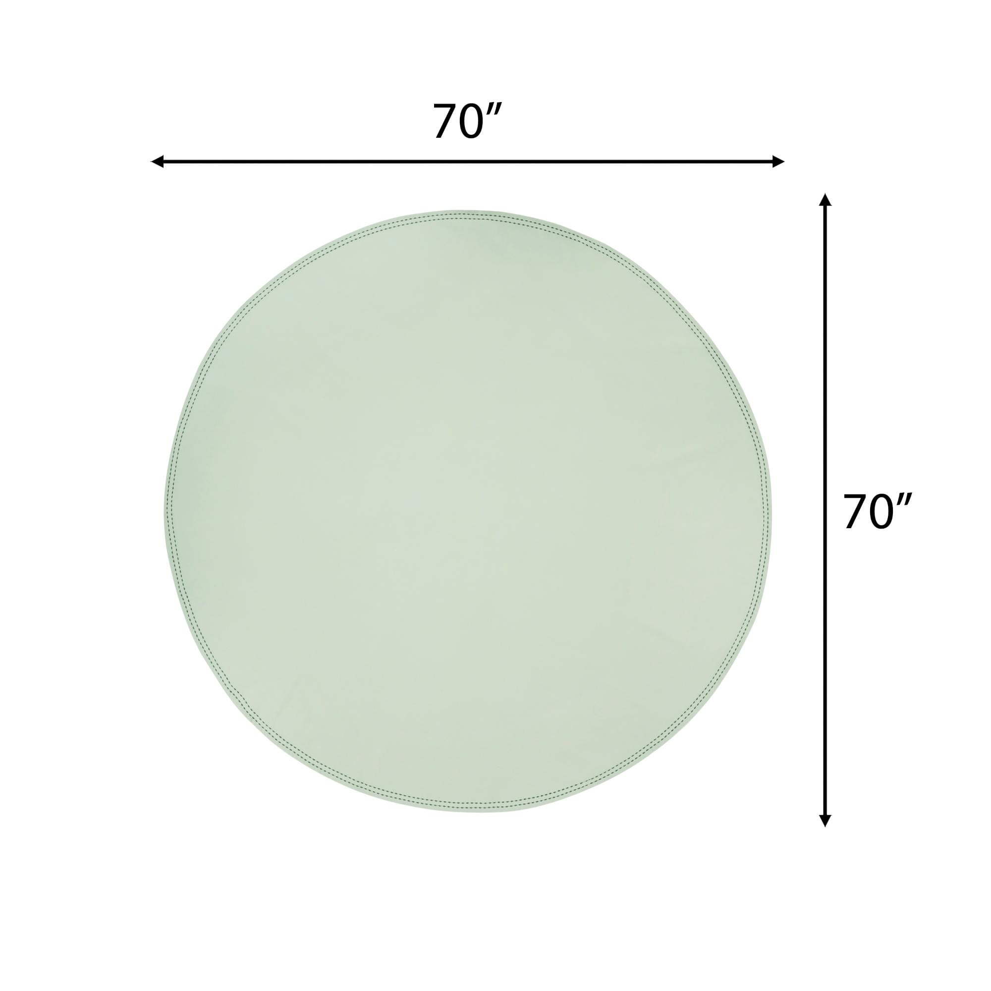 Beautiful by Drew Barrymore Solid Fabric Tablecloth with Double Pop Stitch Hem, Sage Green, 70 in Round