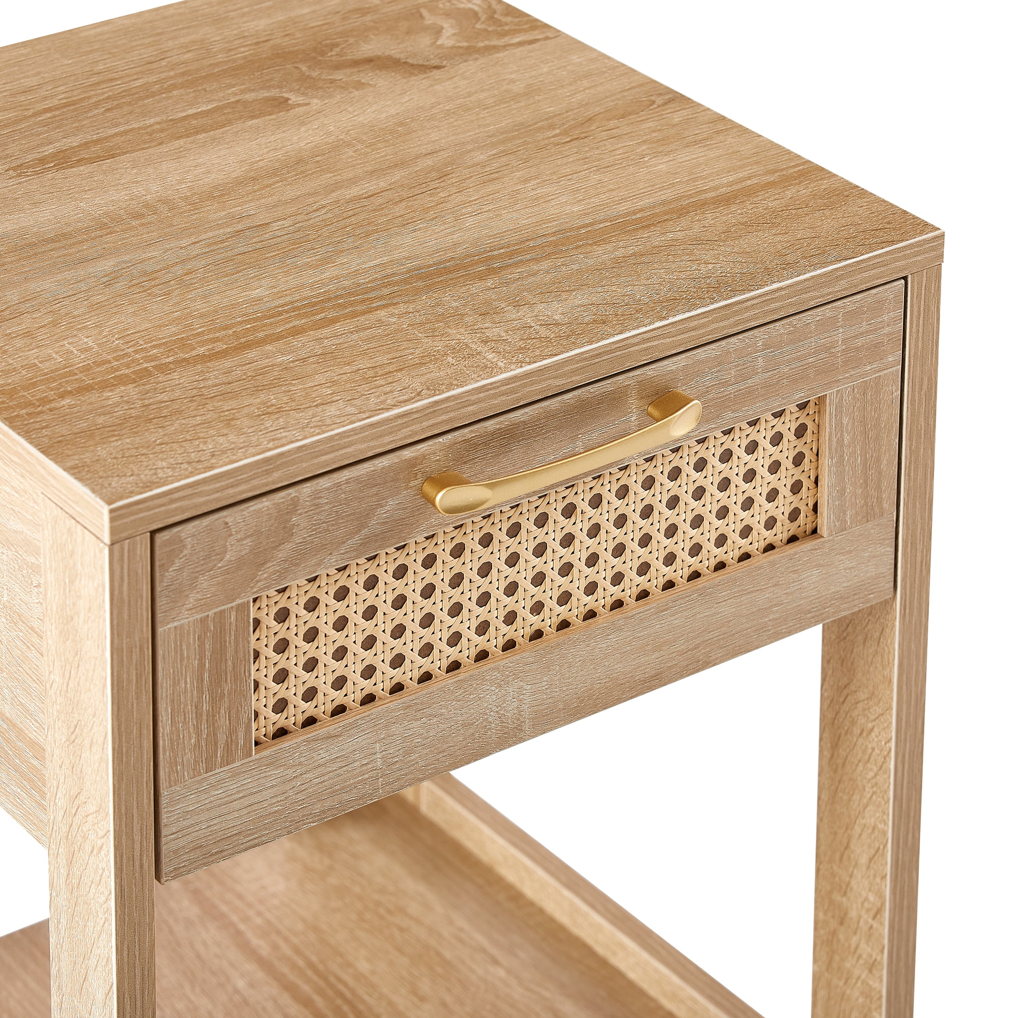 Kadyn Rattan Side Table, 15.75" Bedside End Table with Drawer, Modern Farmhouse Nightstand for Living Roon, Natural Kadyn Rattan Side Table, 15.75" Bedside End Table with Drawer, Modern Farmhouse Nightstand for Living Roon, Natural