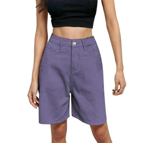 WAYUTE Women Shorts Fashionable Capris Spring and Summer Button Up High Waisted Wide Leg Shorts