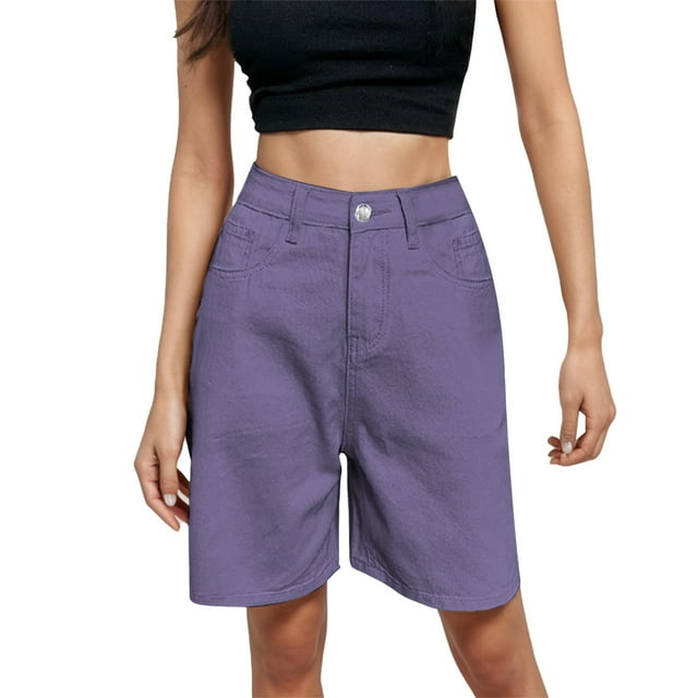 Women's High Waisted Wide Leg Capris - Button-Up Spring Summer Casual Shorts
