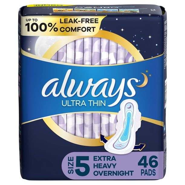 Almohadillas sanitarias Always, ultrafinas, tamaño 5, extra pesadas, 46 unidades