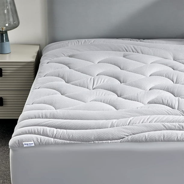 Funda de colchón SLEEP ZONE Cooling King Size, color gris plateado