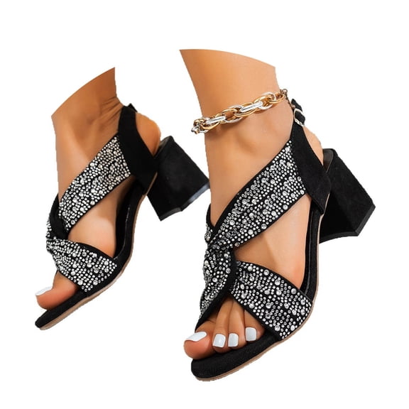 Ticikt Elegant Platform Block Heel Sandals with Classic Open Toe Party Prom Formal Comfortable Dressy Shoes
