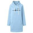 thumbnail image 4 of Busydd Women Dresses Fashion Love Heart Print Fall Dresses Comfy Long Sleeve Drawstring Mini Dress Casual Hooded Sweatshirt Dress with Pocket S, 4 of 4