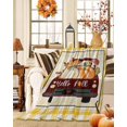 thumbnail image 2 of Fall Thanksgiving Flannel Blanket for Bed,Travel and Camping, Car Pumpkin Mushroom Leaves Yellow Plaid Super Soft Cozy Blanket for All Seasons 40"x60", 2 of 6