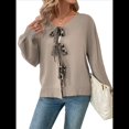 thumbnail image 2 of Cárdigan de Punto Y2K con Lazo Frontal para Mujer, Suéter de Larga con Abertura Frontal, Cárdigan Extragrande, Prendas de Punto, Tops Albaricoque M, 2 of 10