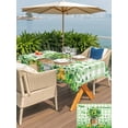 thumbnail image 4 of Outdoor Tablecloth with Umbrella Hole and Zipper, St. Patrick's Day Rectangle Table Cloth 52x70 Inch Waterproof Tablecloth, Spring Botanical Clovers Coin Green Check Picnic Table Cover for Patio, 4 of 7