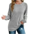 thumbnail image 1 of KIHOUT Spring Winter Womens Tops Fashion Solid Color Round-Neck Pullover Long Sleeve Loose Sweatshirts Tops, 1 of 8