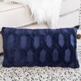 thumbnail image 3 of Home Soft Things 2-Pc Tatami Embroidery Plush Faux Fur pillow covers - Dark Sapphire - 14"x26", 3 of 8