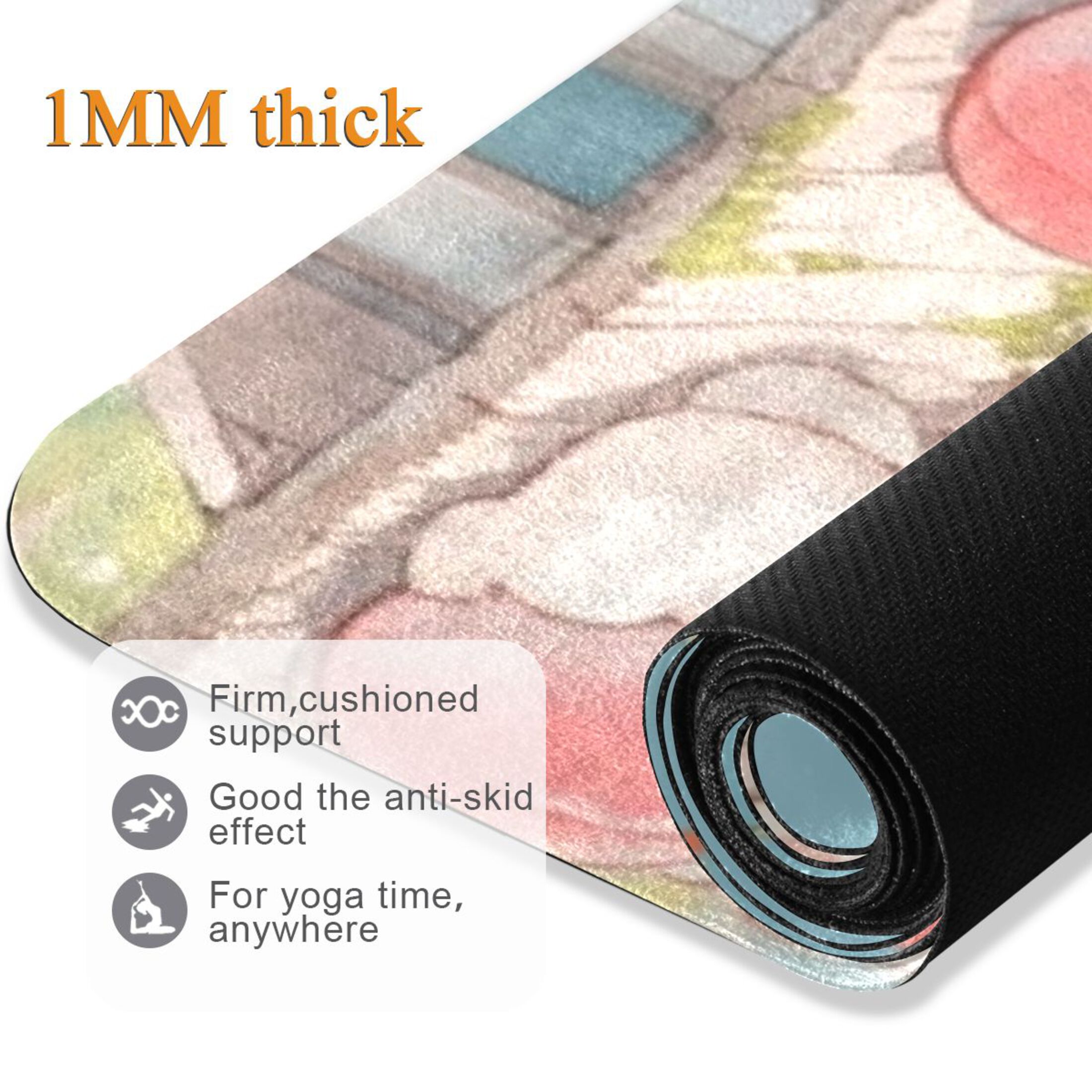 BZSMCE Yoga Mat Women Fitness Mat Peach Pile Bunnies Pattern