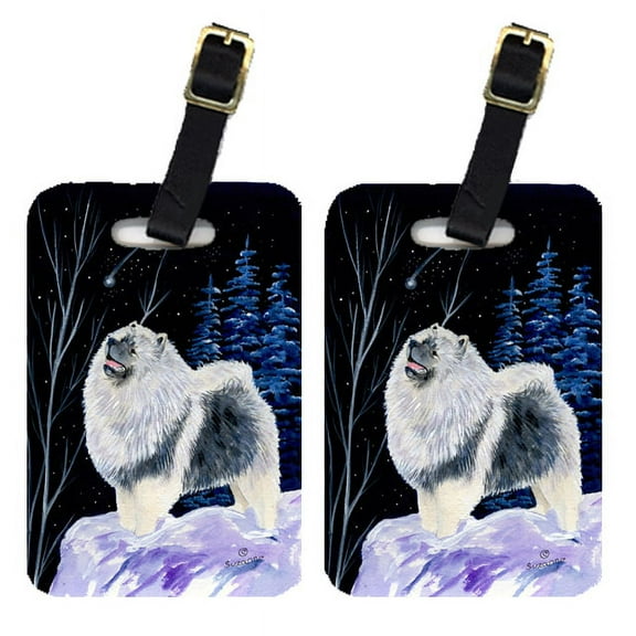 Starry Night Keeshond Luggage Tags Pair of 2