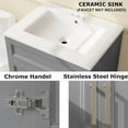 thumbnail image 3 of OLD CAPTAIN Bathroom Vanity with Ceramic Sink, Wooden Double Door Bathroom Storage Vanity with 24 Inch, Small Quick Assembly Bathroom Cabinet, White & Grey, 3 of 7