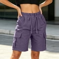 thumbnail image 6 of Axiiglly Cargo Shorts Women High Waisted Straight Knee Length 4 Pockets Hiking Bermuda Shorts, S-2XL, 6 of 8