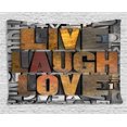 thumbnail image 1 of Live Laugh Love Tapestry, Saying Promoting the Sacred Values of Human Life in Colorful a Pattern, Wall Hanging for Bedroom Living Room Dorm Decor, 60W X 40L Inches, Multicolor, by Ambesonne, 1 of 2