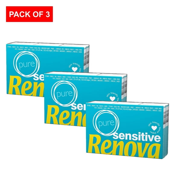Renova Sensitive Pocket Tissues- Pure (6 Pack) (Pack of 3)