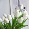 thumbnail image 2 of 12 Pcs Multicolor Tulips Artificial Flowers Faux Tulip Stems Real Feel PU Tulips Easter Spring Wedding Bouquet Centerpiece Floral Arrangement Cemetery Table Décor 13.18" Tall, 2 of 7