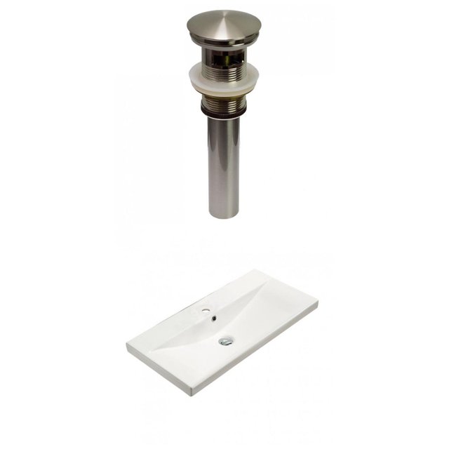 American Imaginations 31.73-in. W 1 Hole Ceramic Top Set In White Color - Overflow Drain Incl. AI-30896