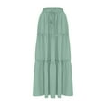 thumbnail image 5 of Ecqkame Trendy Long Skirts for Women Summer Fashion Boho Tiered Maxi Skirt A-Line Elastic High Waist Skirt with Pockets 02-Green S, 5 of 6