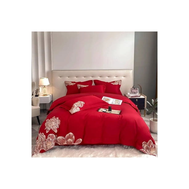 Juego de cama con bordado floral