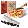thumbnail image 1 of Chef Pomodoro Ultimate Pizza Lover's Bundle: 12x14 Aluminum Pizza Peel with Foldable Wood Handle & 14in Stainless Steel Pizza Rocker Cutter, 1 of 9