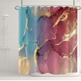 thumbnail image 1 of Marble Bathroom Shower Curtain Green Red Gold Sand Waterproof Fabric Shower Curtains with Hooks Watercolor Abstract Shower Curtains Cloth for Home Bath Decor 72x72 inches, 1 of 6