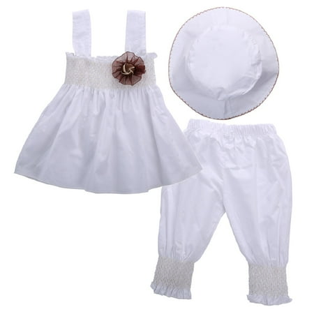 

Baby Girls Tops Dress+Legging Pants+Hat 3pcs Outfits Sets 0-24M