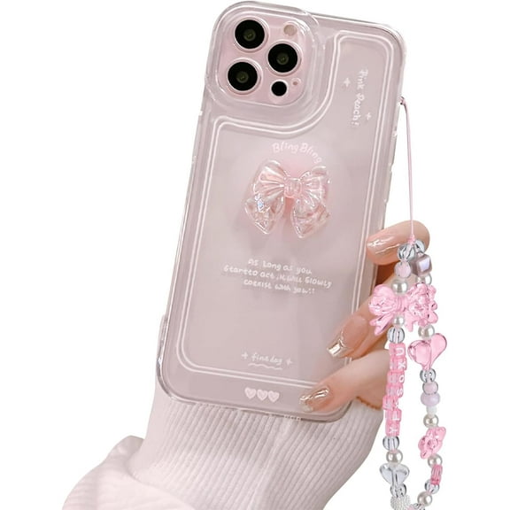 Compatible for iPhone 11 Cute 3D Pink Bowknot Slim Clear Aesthetic Design Women Teen Girls Camera Lens Protection Phone Cases Cover